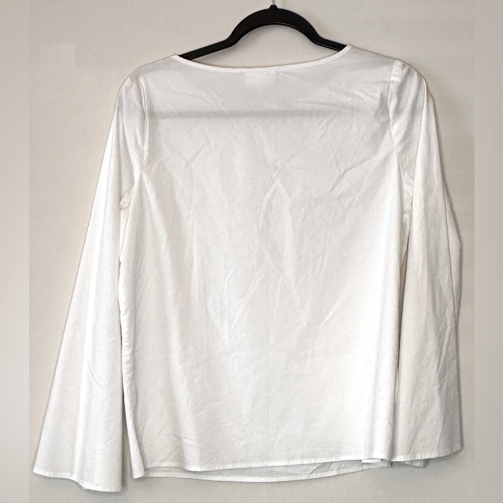 Christian Siriano for J.Jill White Bell Sleeve Stretch Blouse Top XS Button Cuff